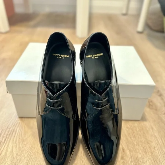 Saint Laurent Men’s Adrien Derbies in Glazed Leather - Picture 3 of 5